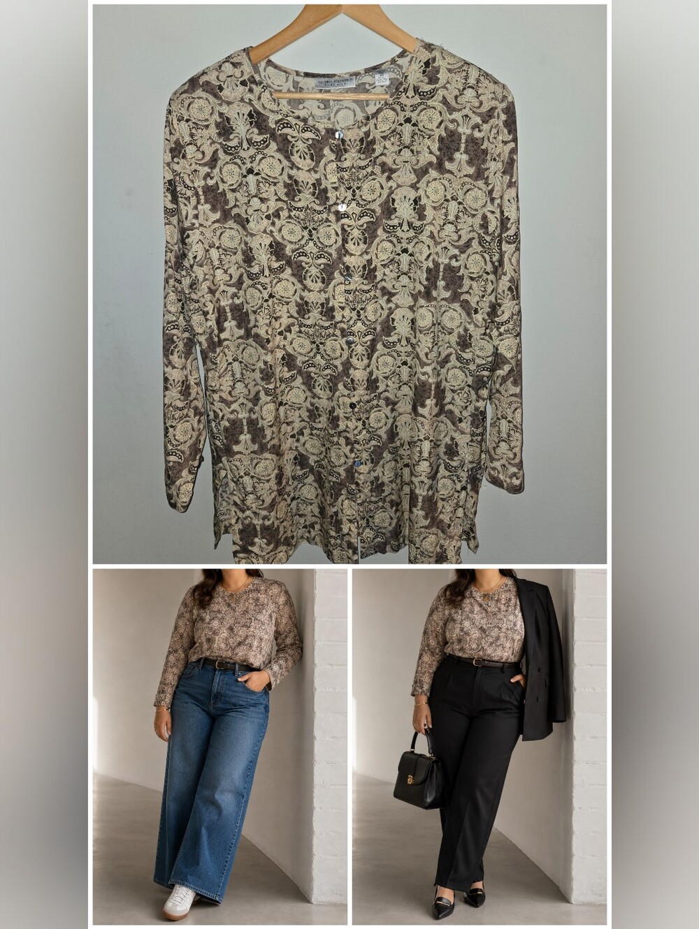 Valerie Stevens 100% Silk Top 20W Art Teacher Chic Eclectic Boho Luxe Blouse